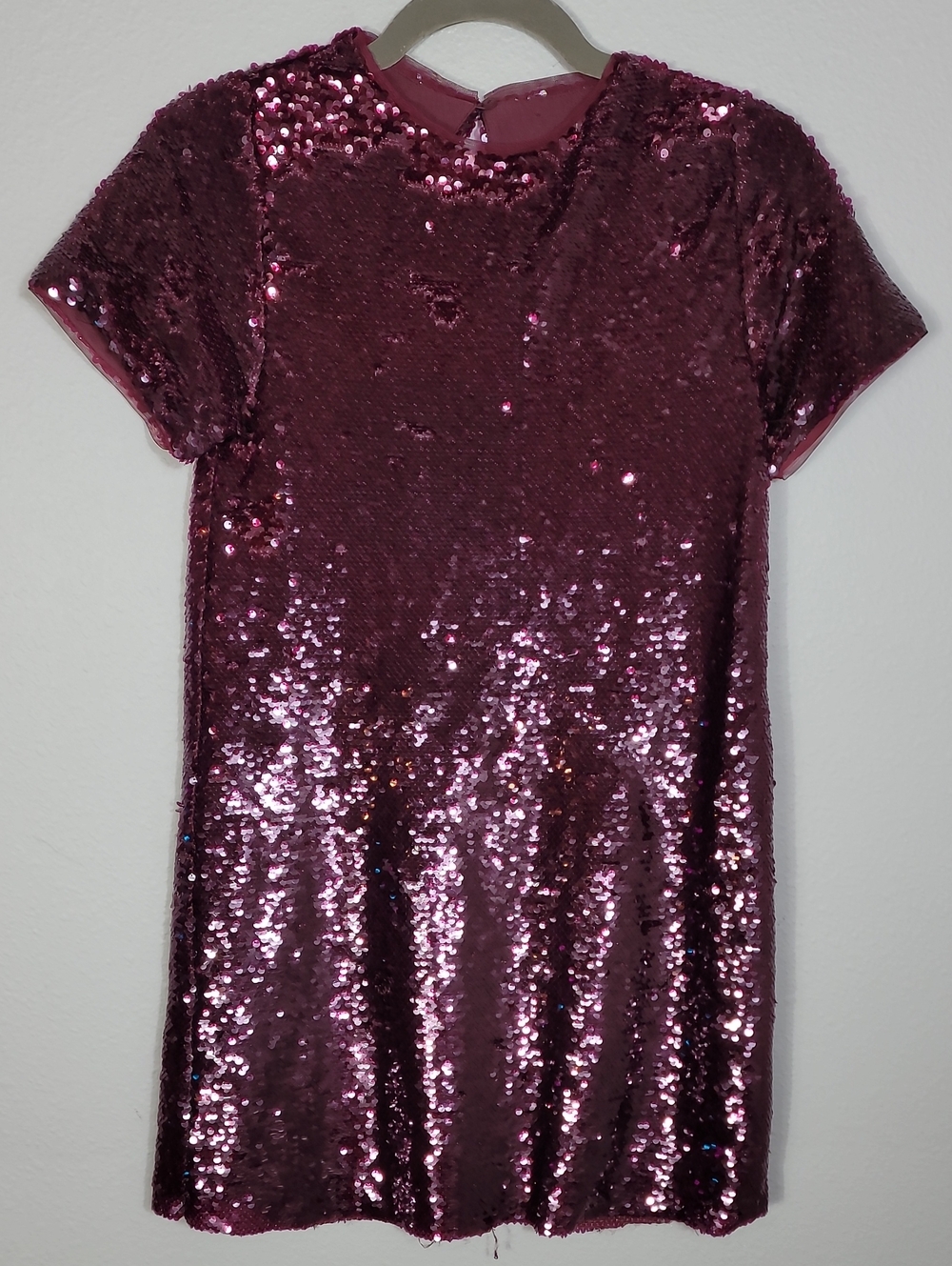 Zara Girls Sequin Party Dress Size 11-12 Maroon Red Holiday Christmas